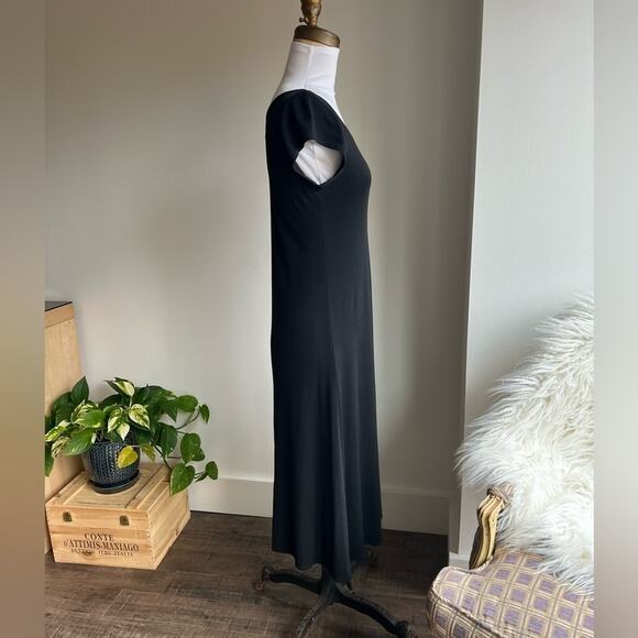 Eileen Fisher System Scoop Neck Black Dress Short Sleeve Size XS - Picture 2 of 5